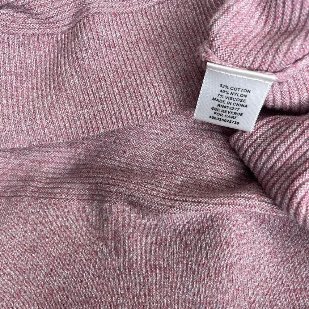 ELLE Coquette Pink Marl Knit Boat Neck Bow Back Pullover Sweater Small